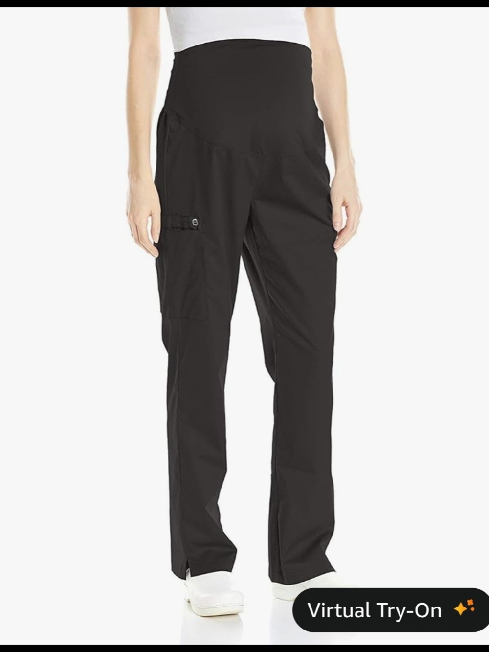 Plus Size Maternity Black Straight-Leg Utility Scrub Pants
